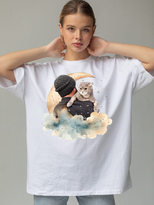 T-shirt z nadrukiem Twój Pupil na koszulce Biały / Czarny / Unisex / Chmury