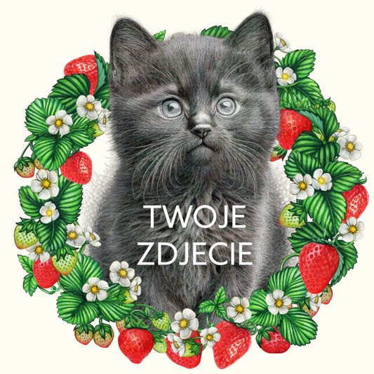 Personalizowany Prezent Poduszka z Twoim Pupilem / Truskawki 1
