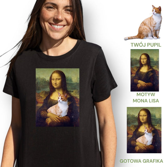 T-shirt z nadrukiem Twój Pupil na koszulce Biały / Unisex / Mona Lisa