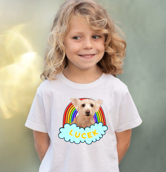 Koszulka z Twoim Pupilem Personalizacja / Biała / Czarna / Dziecięca Unisex / Tęcza 4