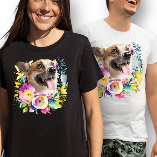 T-shirt z nadrukiem Twój Pupil na koszulce Biały / Czarny / Unisex / Piwonie 2