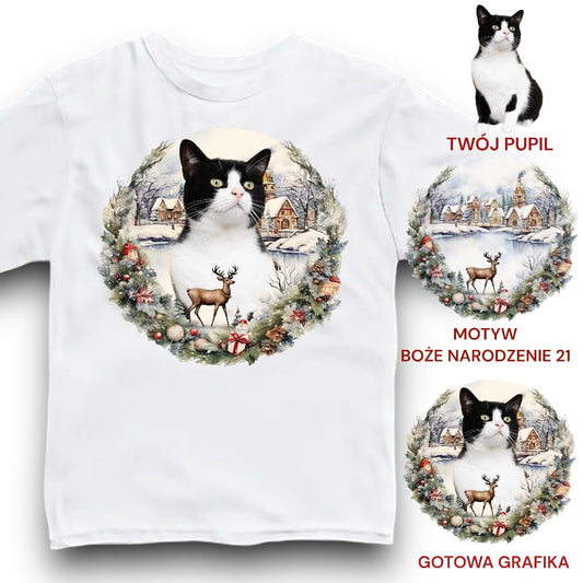 Koszulka z Twoim Pupilem Personalizacja / Biała / Czarna / Dziecięca Unisex / Boże Narodzenie 21