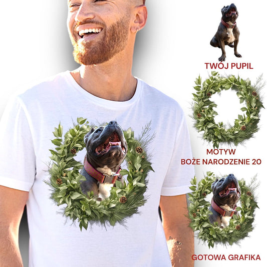 T-shirt z nadrukiem Twój Pupil na koszulce Biały / Czarny / Unisex / Boże Narodzenie 20