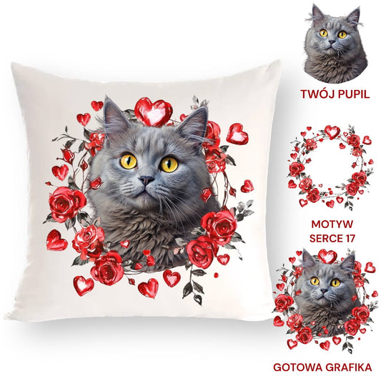 Personalizowany Prezent Poduszka z Twoim Pupilem / Serce 17