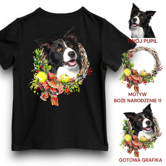 Koszulka z Twoim Pupilem Personalizacja / Biała / Czarna / Dziecięca Unisex / Boże Narodzenie 11