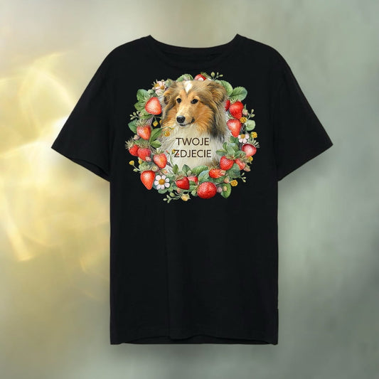 T-shirt z nadrukiem Twój Pupil na koszulce Biały / Czarny / Unisex / Truskawki 3
