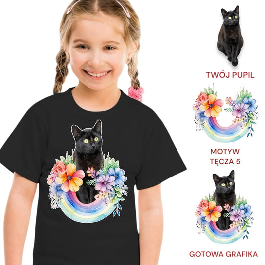 Koszulka z Twoim Pupilem Personalizacja / Biała / Czarna / Dziecięca Unisex / Tęcza 5