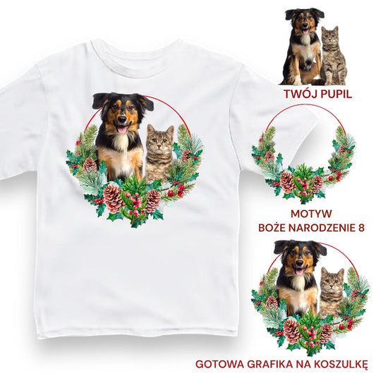 Koszulka z Twoim Pupilem Personalizacja / Biała / Czarna / Dziecięca Unisex / Boże Narodzenie 8