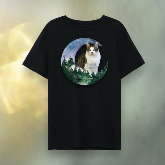 T-shirt z nadrukiem Twój Pupil na koszulce Biały / Czarny / Unisex / Księżyc 1
