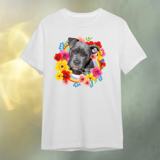 T-shirt z nadrukiem Twój Pupil na koszulce Biały / Czarny / Unisex / Tęcza 2