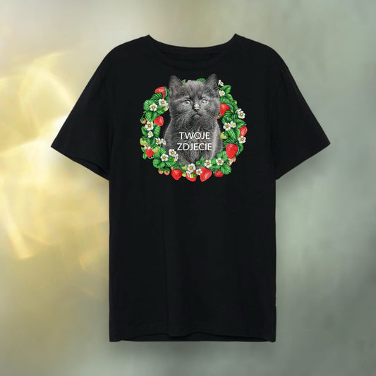 T-shirt z nadrukiem Twój Pupil na koszulce Biały / Czarny / Unisex / Truskawki 1
