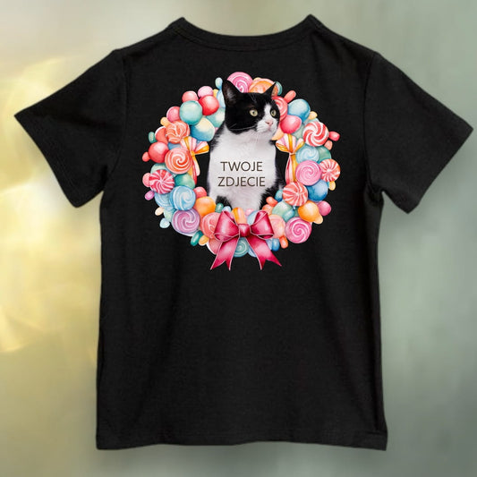 Koszulka z Twoim Pupilem Personalizacja / Biała / Czarna / Dziecięca Unisex / Słodycze 1