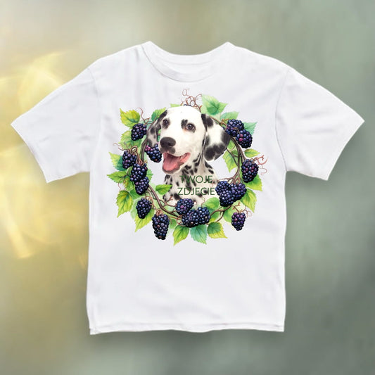 Koszulka z Twoim Pupilem Personalizacja / Biała / Czarna / Dziecięca Unisex / Jeżyny 2
