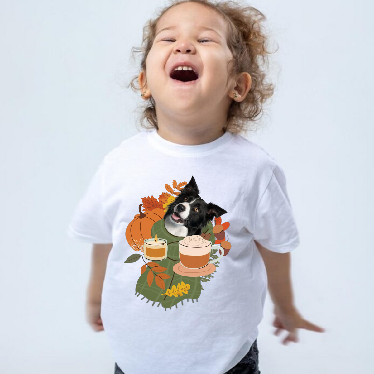 Koszulka z Twoim Pupilem Personalizacja / Biała / Czarna / Dziecięca Unisex / Szaliczek