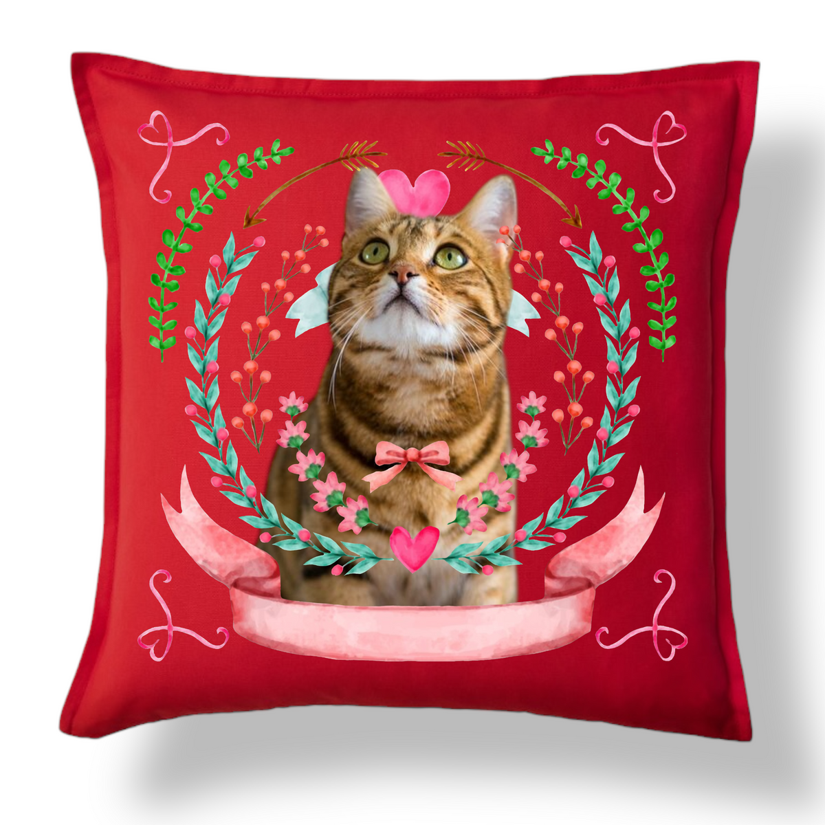 Personalizowany Prezent Poduszka z Twoim Pupilem / Ribbon Mint & Rose