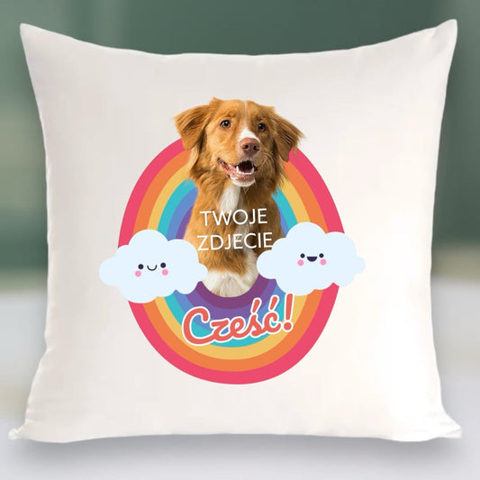 Personalizowany Prezent Poduszka z Twoim Pupilem / Tęcza 1