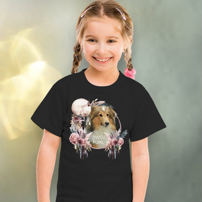Koszulka z Twoim Pupilem Personalizacja / Biała / Czarna / Dziecięca Unisex / Boho 2