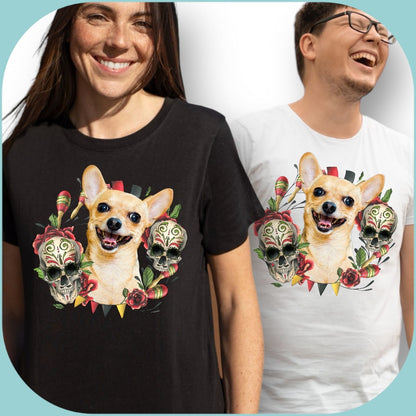 T-shirt z nadrukiem Twój pupil na koszulce Biały / Czarny / Unisex / Halloween 8