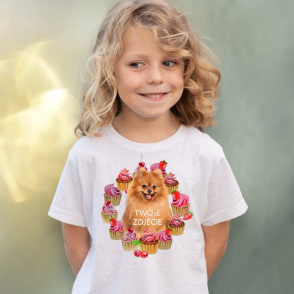 Koszulka z Twoim Pupilem Personalizacja / Biała / Czarna / Dziecięca Unisex / Babeczki