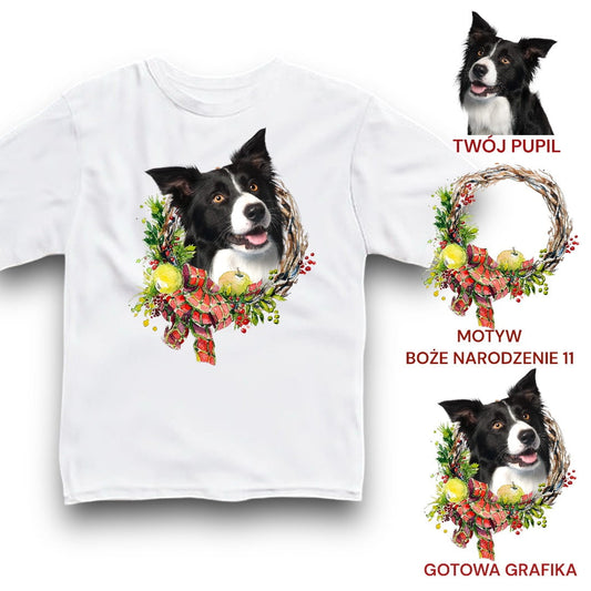 Koszulka z Twoim Pupilem Personalizacja / Biała / Czarna / Dziecięca Unisex / Boże Narodzenie 11