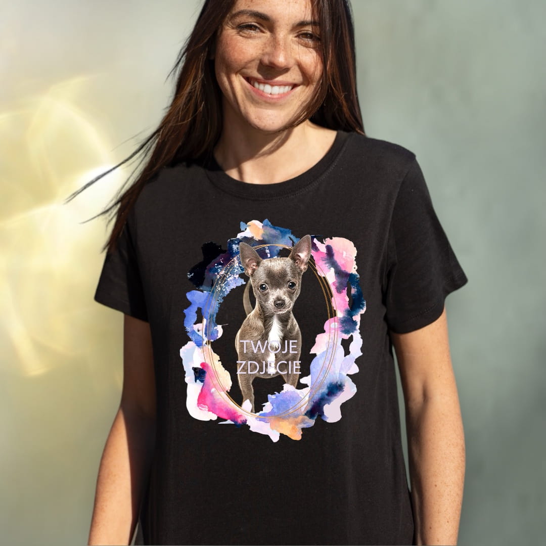 T-shirt z nadrukiem Twój Pupil na koszulce Biały / Czarny / Unisex / Plama 2