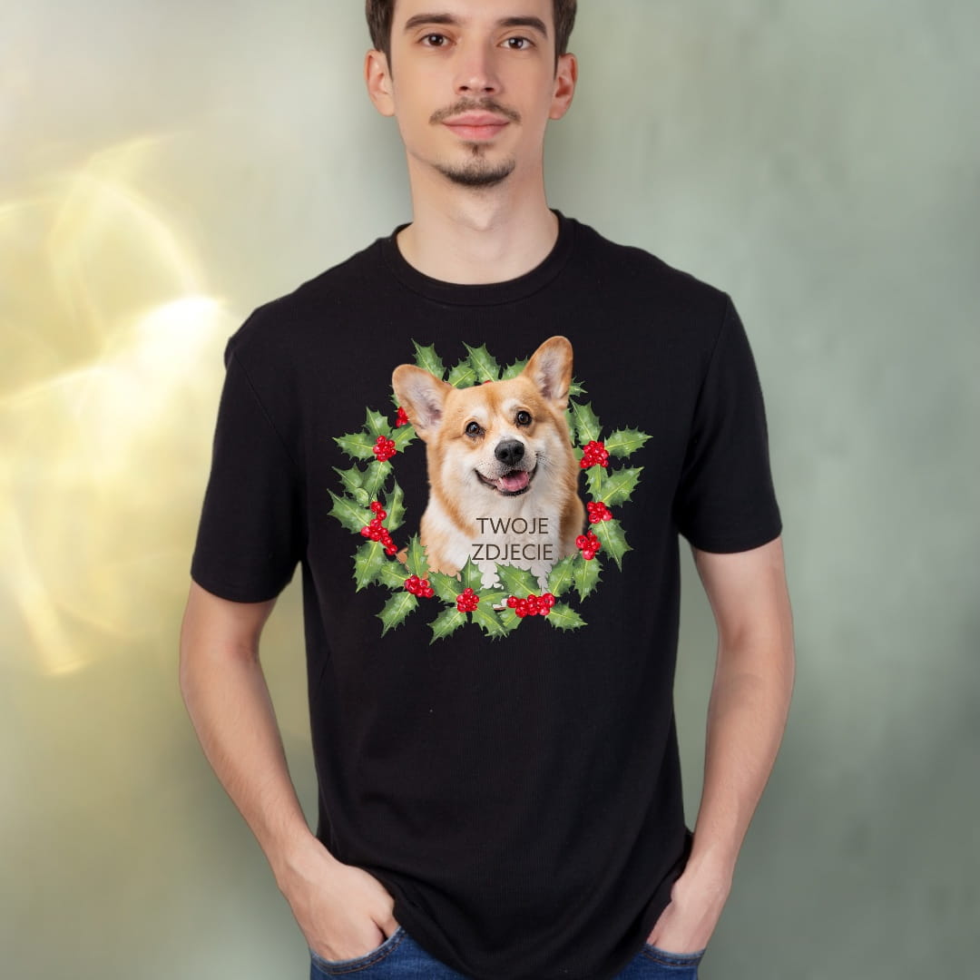 T-shirt z nadrukiem Twój Pupil na koszulce Biały / Czarny / Unisex / Boże Narodzenie 4
