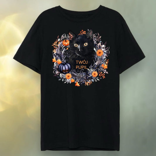 T-shirt z nadrukiem Twój pupil na koszulce Biały / Czarny / Unisex / Halloween 1