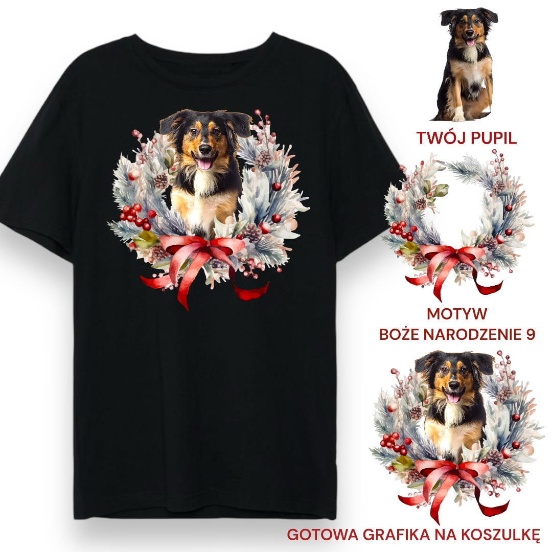 T-shirt z nadrukiem Twój Pupil na koszulce Biały / Czarny / Unisex / Boże Narodzenie 9