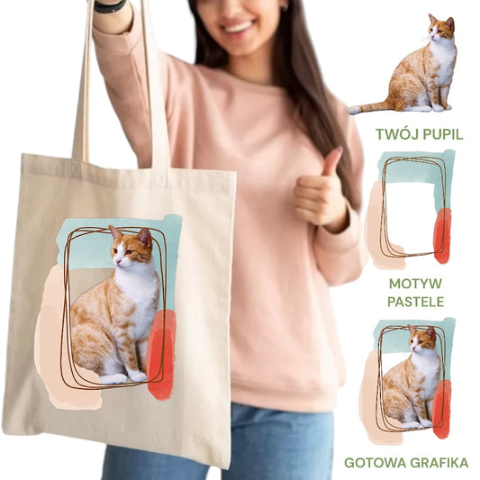 Personalizacja eko Torba ze zdjęciem Twojego Pupila / Pastele