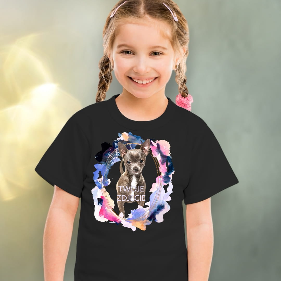 Koszulka z Twoim Pupilem Personalizacja / Biała / Czarna / Dziecięca Unisex / Plama 2