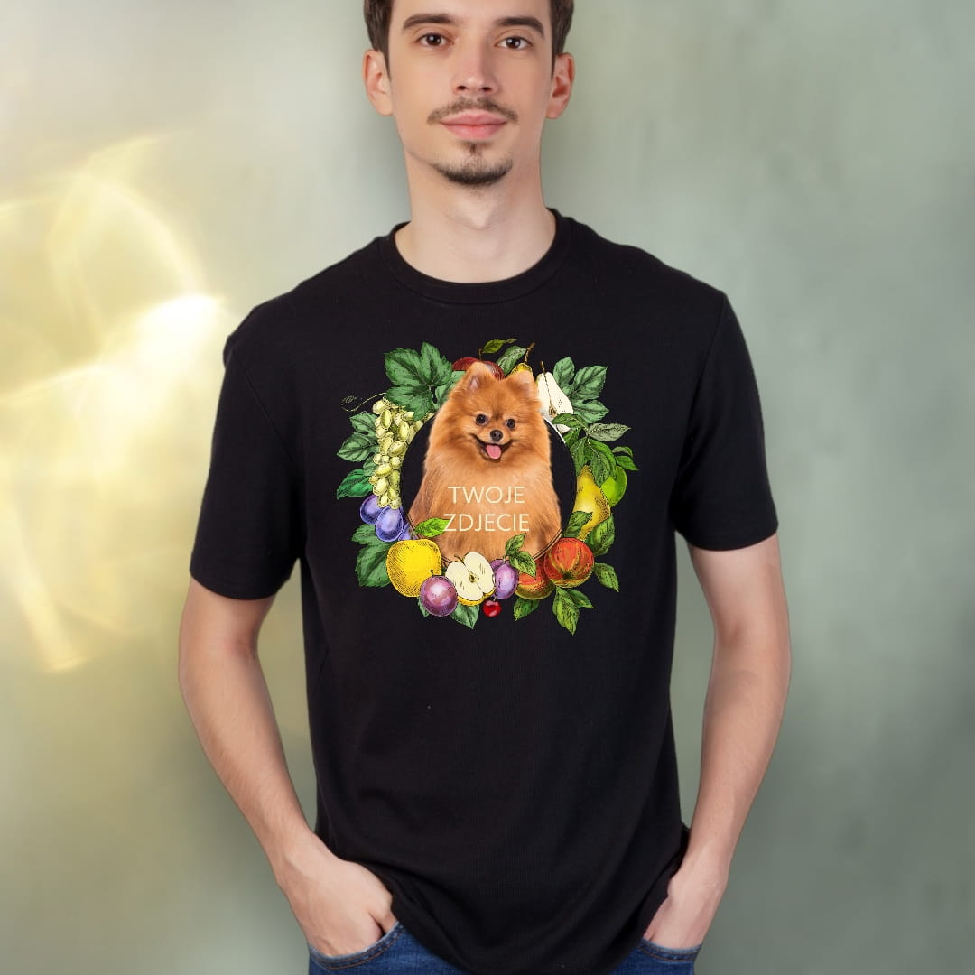 T-shirt z nadrukiem Twój Pupil na koszulce Biały / Czarny / Unisex / Owoce
