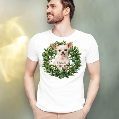 T-shirt z nadrukiem Twój Pupil na koszulce Biały / Czarny / Unisex / Zielony wianek 1