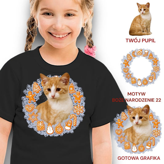 Koszulka z Twoim Pupilem Personalizacja / Biała / Czarna / Dziecięca Unisex / Boże Narodzenie 22