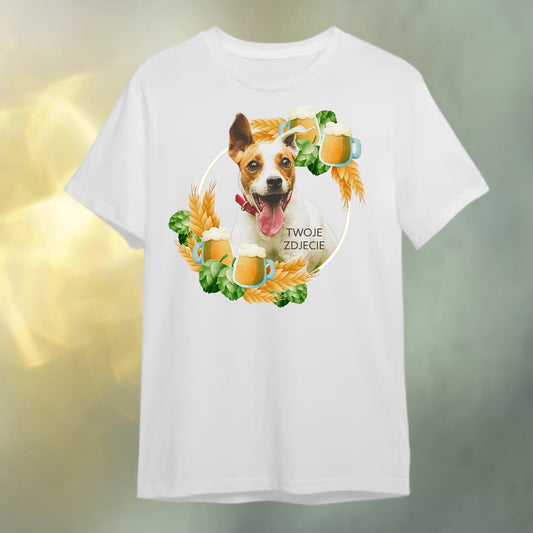 T-shirt z nadrukiem Twój Pupil na koszulce Biały / Czarny / Unisex / Piwko 1
