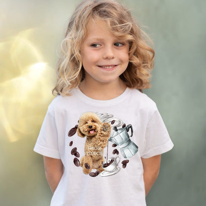 Koszulka z Twoim Pupilem Personalizacja / Biała / Czarna / Dziecięca Unisex / Smaczna kawusia 1