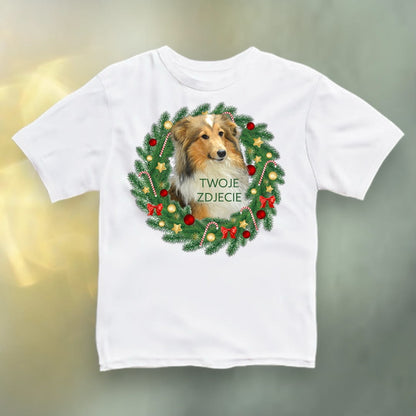 Koszulka z Twoim Pupilem Personalizacja / Biała / Dziecięca Unisex Boże Narodzenie 5