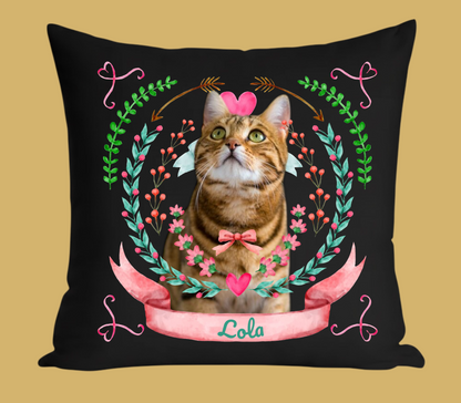 Personalizowany Prezent Poduszka z Twoim Pupilem / Ribbon Mint & Rose