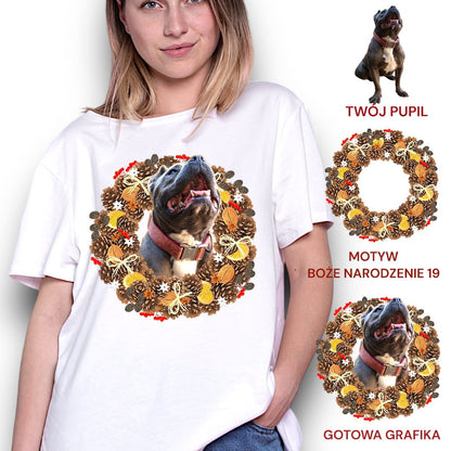 T-shirt z nadrukiem Twój Pupil na koszulce Biały / Czarny / Unisex / Boże Narodzenie 19