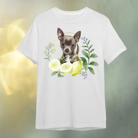 T-shirt z nadrukiem Twój Pupil na koszulce Biały / Czarny / Unisex / Cytryny 2