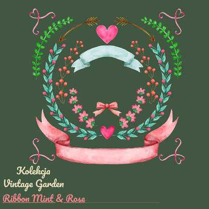 Personalizowany Prezent Poduszka z Twoim Pupilem / Ribbon Mint & Rose