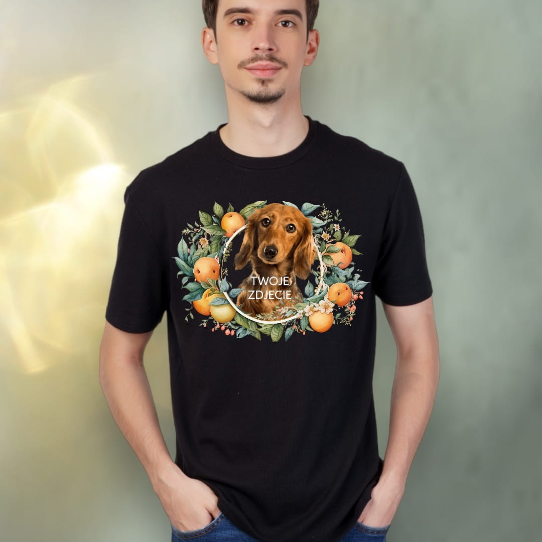 T-shirt z nadrukiem Twój Pupil na koszulce Biały / Czarny / Unisex / Pomarańcze