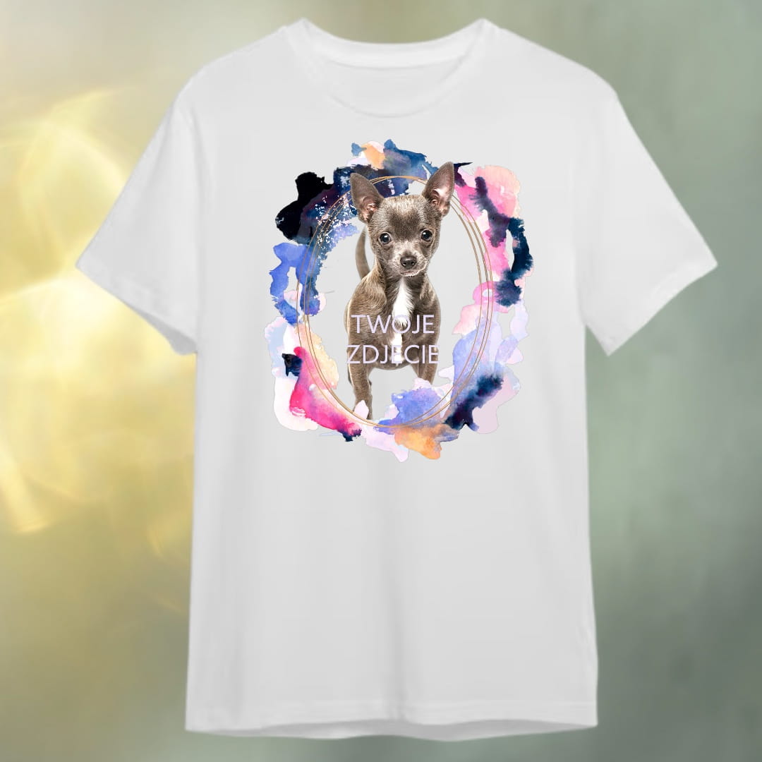 T-shirt z nadrukiem Twój Pupil na koszulce Biały / Czarny / Unisex / Plama 2