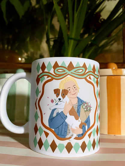 Personalizowany Kubek z ręcznie stworzoną grafiką Twojego Pupila / Retro Harlequin
