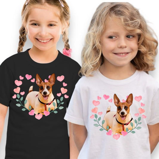 Koszulka z Twoim Pupilem Personalizacja / Biała / Czarna / Dziecięca Unisex / Serce 18
