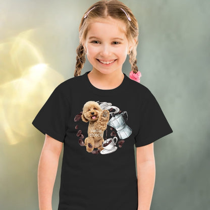 Koszulka z Twoim Pupilem Personalizacja / Biała / Czarna / Dziecięca Unisex / Smaczna kawusia 1