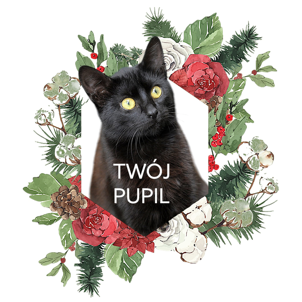 T-shirt z nadrukiem Twój Pupil na koszulce Biały / Czarny / Unisex / Boże Narodzenie 13