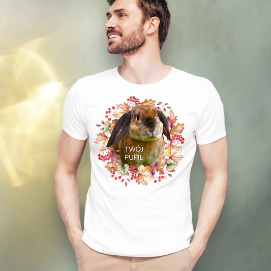 T-shirt z nadrukiem Twój pupil na koszulce Biały / Czarny / Unisex / Jesień 4