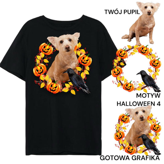 T-shirt z nadrukiem Twój pupil na koszulce Biały /Czarny/ Unisex / Halloween 4
