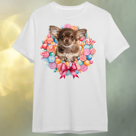 T-shirt z nadrukiem Twój Pupil na koszulce Biały / Czarny / Unisex / Cukierki 1