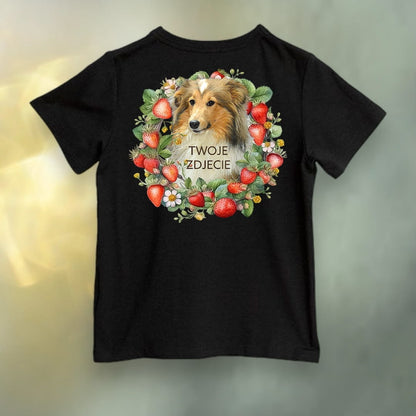 Koszulka z Twoim Pupilem Personalizacja / Biała / Czarna / Dziecięca Unisex / Truskawki 3